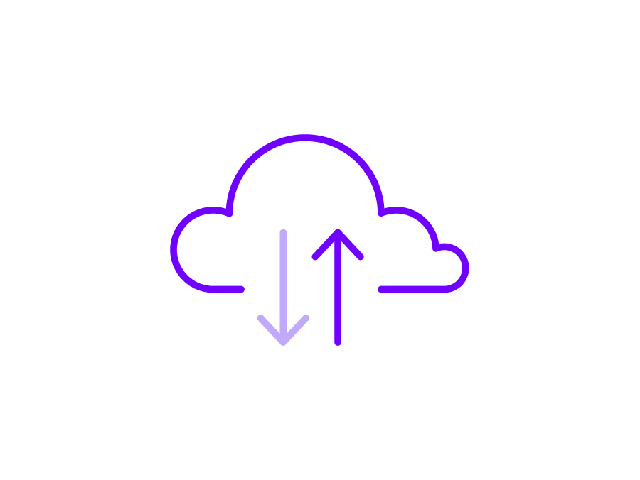 Icon einer stilisierten Wolke mit Down- und Upload-Pfeilen.